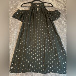 Chic Off-Shoulder Dress with Gold Accents